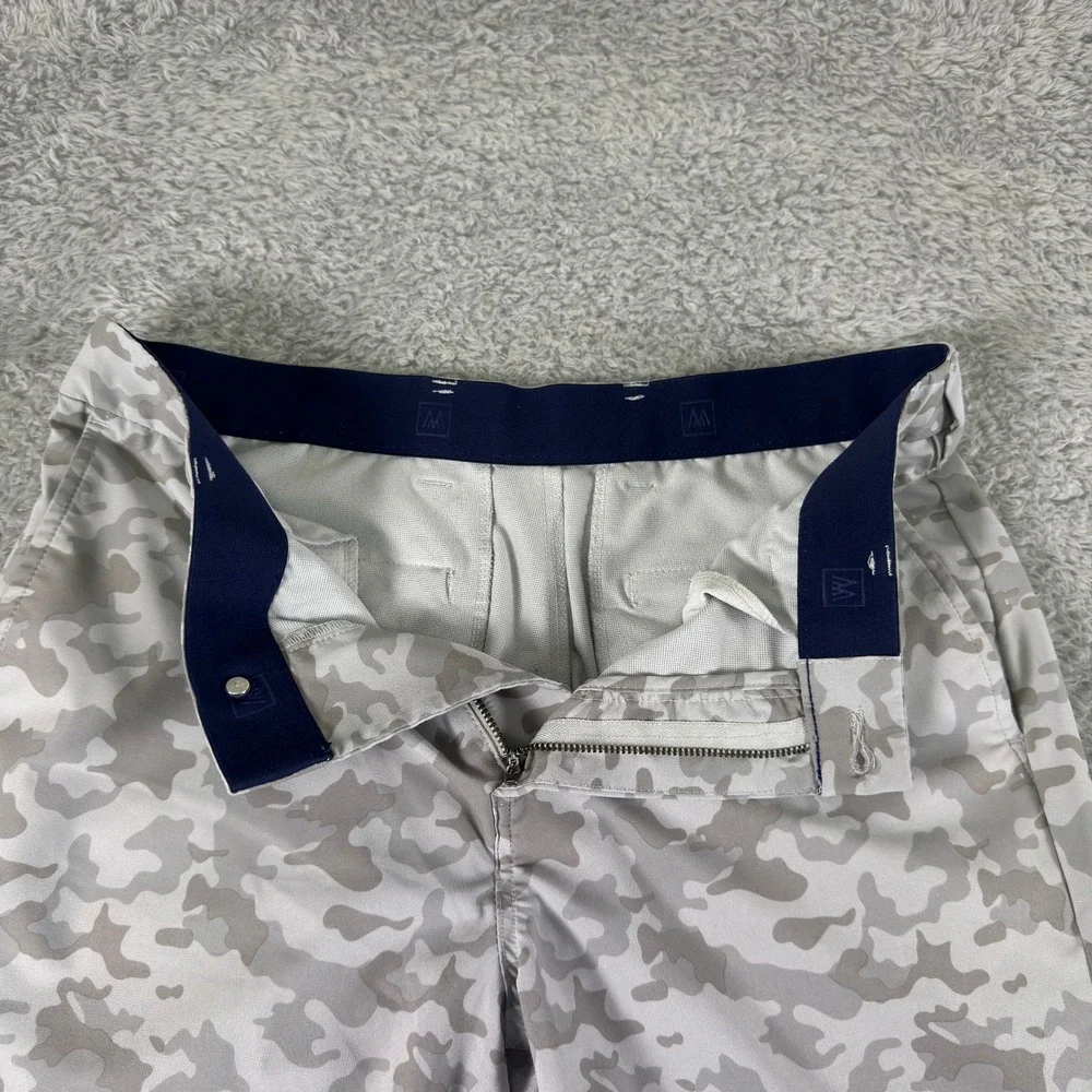 Mizzen+Main Helmsman Mens Performance Golf Shorts 30W Grey White Camo Stretch 8L